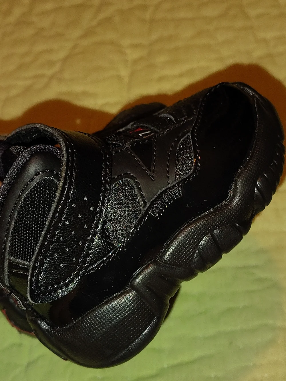 Jordan Black and Red Infant/Toddler Strap Sneakers
